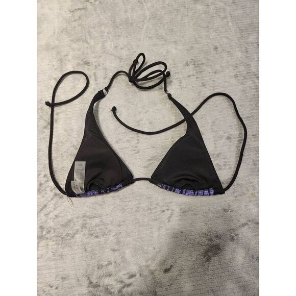 Victoria's Secret Bikini Top Size S Purle Black Leopard Floral Triangle Swim Top - Picture 2 of 3
